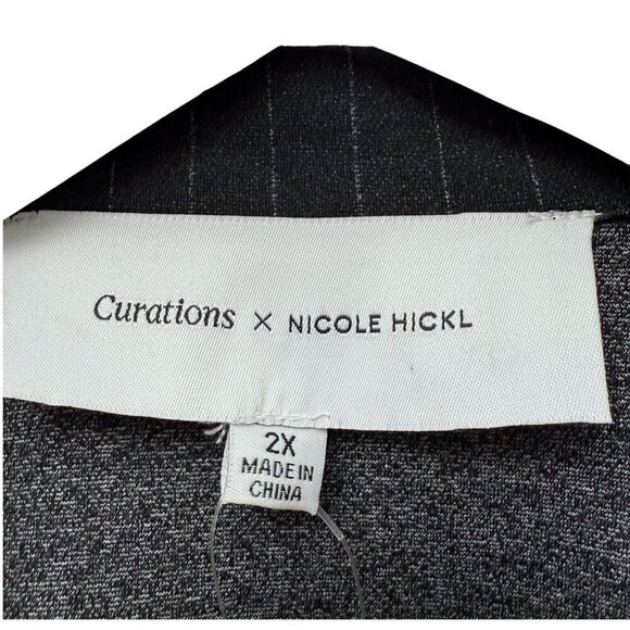 CURATIONS x Nicole Hickl Blazer Plus Size 2X Ponte Knit Black Pinstripe NWT - Picture 6 of 10